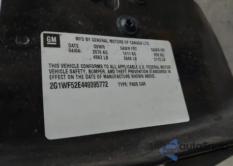 2004 Chevrolet Impala из США, поврежденный, VIN 2G1WF52E449395772